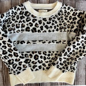 Tucker + Tate Girls Leopard Print Silver Stripes Sweater NWT